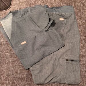 Figs Scrub Set in Heather Denim